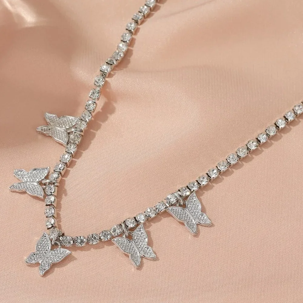✨925 Silver Plated CZ Cuban Link Tennis Butterfly Anklet, GPMB1519